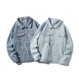Spring Men Lapel Denim Coat Jacquard patter Fashion Washed denim jacket Motorcycle Jeans Jacket Hommes loose Cotton Casual Coats