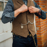 Vests Men Vintage Slim Classic Smart Casual Woolen Coats Autumn American Style Handsome Mature High Street All-match Fashion New