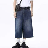 Men's Jeans American Style Vintage Loose Fit Wide Leg Straight Leg Denim Shorts Fashion Design Summer Y2k Gothic Washed Shorts
