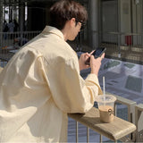 Spring Cotton Long Sleeved Shirt Men Society Mens Black Dress Shirt Korean Loose Casual White Shirt Mens Office Formal Shirts