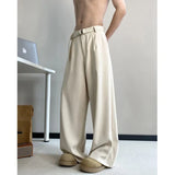 Black Belt Suit Pants Men Fashion Society Mens Dress Pants Korean Loose Wide Leg Pants Mens Office Formal Trousers Plus Size