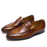 Mens Penny Loafers Leather Shoes Genuine Leather Elegant Wedding Party Casual Dress Shoes Brown Black Shoes for Men