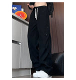 Men Casual Pants 2025 New Style Personalized Design Autumn Korean Fashion Loose Fit Straight Leg Elastic Waist Pleated Pants