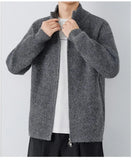 Autumn Men's Korean Zipper Cardigan Jacket Casual Stand Collar Solid Color Long Sleeve Sweater Premium Quality Knitted Outerwear