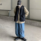 Men Vests Japanese Safari Style Stylish Chic Baggy Outer Techwear Retro Multi Pockets Daily Simple All-match Cozy Sleeveless
