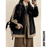 American Retro Lapel Jacket Ethnic Style Embroidered Casual Lapel Jacket Jacket Women Korean 2025 New Fashionable High-end Top