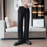 Black White Suit Pants Men Slim Social Mens Dress Pants Korean Casual Straight Pants Mens Office Formal Trousers Plus Size 5XL