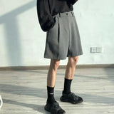 Summer Suit Shorts Men Fashion Social Mens Dress Shorts Korean Loose Business Casual Shorts Mens Grey Black Office Formal Shorts