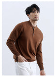 New Fashion Men Henry Sweater Light Luxury Knitted Solid Color Long Sleeve Pullover Premium Quality Skin-friendly Knitwear M-3XL