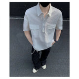 Summer Short Sleeved Shirt Men White Casual Shirt Man Streetwear Korean Loose Black Pullover Shirt Mens Fashion Shirts M-3XL
