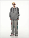 Autumn and Winter Trendy Personalized Hip Hop Round Neck Sweater American Couple Loose Retro Casual Knitted Harajuku Top y2k