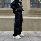 Cargo Pants Men Multi Pockets Chic Solid All-match Fashion Comfortable Functional Techwear Outer European Baggy Mopping Trousers