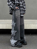 Ropa Y2K Streetwear Star Patch Embroidery Baggy Stacked Jeans Pants For Men Clothes Wide Leg Old Straight Denim Trousers