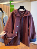 Classic High-end Hooded Windbreaker Women Spring Autumn Style 2025 New Loose Versatile Trendy Hooded Mid-length Jacket