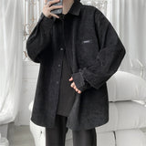 Corduroy Men Shirts For Men Clothing Harajuku Black Shirt Korean Style Oversized Men Shirt Long Sleeve Vintage Streetwear 5XL