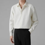 New Men Luxury Korean Style Shirts Casual Long Sleeve Drapped Solid Color Button-down Cardigan Fashion Business Leisure Blouse