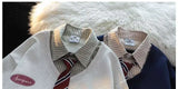American College Style POLO Tie Fake Two-piece Sweatshirt Men's Spring Autumn Thin Loose Korean Lazy Style Long-sleeved Jacket