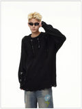 Autumn and Winter Trendy Personalized Hip Hop Round Neck Sweater American Couple Loose Retro Casual Knitted Harajuku Top y2k