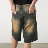 New Casual Loose Straight Denim Shorts For Mens Spring Summer Stylish Solid Color Jean Short Pant Men Vintage Baggy Denim Shorts