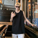 Men Ice Silk Hellow Sleeveless TShirts O-Neck Vest Summer Male Loose Casual Tank Tops Fashion Oversized Singlets Male Clothing