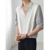 Patchwork Mid Sleeve Shirt mens Novel Design High Quality Cool Comfort Fabric Summer Fashion Trendy Menswear