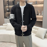 Japanese Retro Men's Cardigan Coats Light Luxury Knitted Lapel Long Sleeve Sweater Jacket Leisure Premium Quality Knitwear M-3XL