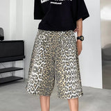 Leopard Print Design Personality Trendy Seven-point Pants Korean Original New Men Fashion Street Men's Shorts LZ3181
