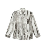 Korean Tie-dye Shirt Casual Single Breasted Long Sleeve Turn-down Collar Contrast Color Male Top Spring