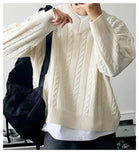 New American Retro Men Jacquarded Sweater Casual V Neck Solid Color Long Sleeve Knitwear Premium Quality Knitted Pullovers M-2XL