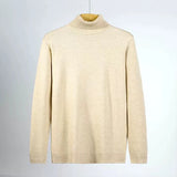New Korean Fashion Men Sweater Light Luxury Trendy Turtleneck Knit Solid Color Pullover Leisure Retro Long Sleeve Basic Knitwear