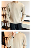 New Korean Retro Men Basic Sweater Luxury Knitted Solid Color O Neck Long Sleeve Pullover Casual Slim Premium Quality Knitwear