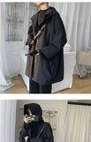 Hooded Trench Men Baggy Zip-up Overcoat Fashion Ulzzang Handsome Daily Pockets Mature Streetwear Personality Spring Autumn Soft