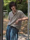 Korean Simple Elegant Short-sleeved T-shirt Men's Summer Loose Casual Half-sleeved T-shirt High-end Commuting Outfit Chic Tees