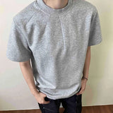 Simple Men's Casual Tees Round Neck Solid Color Menswear New Short Sleeved Loose Male T-shirts Cleanfit Menswear