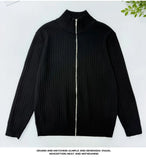 New Korean Fashion Men Cardigan Jacket Light Luxury Trendy Turtleneck Knit Zip-up Long Sleeve Sweater Coat High Quality Knitwear