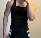 Men Tank Tops Solid Color O-neck Sleeveless Streetwear Casual Male Vests Fitness Summer Workout Men Clothing S-5XL