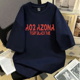 2025 Summer Latter Shirt Lazy Style Oversize Imitation Embroidered Racing Shirt Lightning English Printed Short-sleeved T-shirt