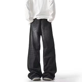 Fashion Men New Baggy Jeans Male Casual High Waist Straight Wide Leg Denim Trousers High Street Solid Color Comfortable Pants