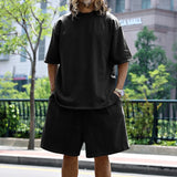 Summer New Men's Set Japanese Style Plus Size Casual Loose Sports Suit Short Sleeve T-shirt Shorts Two-piece Men's Clothing