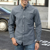 Spring Autumn Men's Casual Business Shirt Oxford Fabric Solid Color Fashion Shirts Single Breasted Simple Style Trendy Button Up