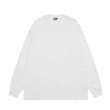 Korean Style Men's T-shirts Round Collar Solid Color Loose Top Long Sleeve Male Pullover Tee Vintage Menswear Spring