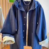 Classic High-end Hooded Windbreaker Women Spring Autumn Style 2025 New Loose Versatile Trendy Hooded Mid-length Jacket