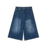 Retro Y2k Baggy  Women Men  Black Jeans Low Waist Casual Wide Pants Frayed Denim Shorts Big Size Clothes