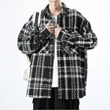 Jackets Men Plaid Korean Style Thick Autumn Young Turn-down Collar Chic Fashion Harajuku  Ins High Street Vintage College