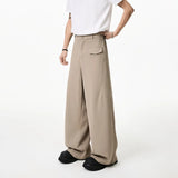 Khaki Suit Pants Men Fashion Society Mens Black Dress Pants Korean Loose Wide Leg Pants Mens Office Formal Trousers M-3XL