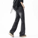 Summer New Fashion Men's Jeans Lightning Pattern Male Straight Male Denim Pants 2025 Casual Men Clothing Trend