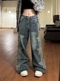 Spring New Star Design Jeans Women Fashion Vintage All-match Wide Leg Pants Women Loose Hip-hop Woman Trousers