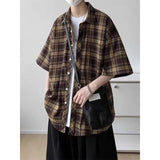New American Shirt Men's Summer Trend Brand Trendy Short Sleeve Plaid Men's Shirt Casual TOP