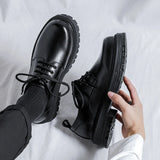 Fashion brand men's genuine leather British style thick soled work shoes for men's comfortable large toe leather shoes