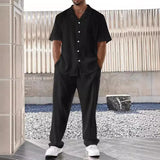 New Model Men's Business Casual Two-Piece Casual Daily Set Basic Shirt and Straight Pants Men's Fashion Sportswear Set